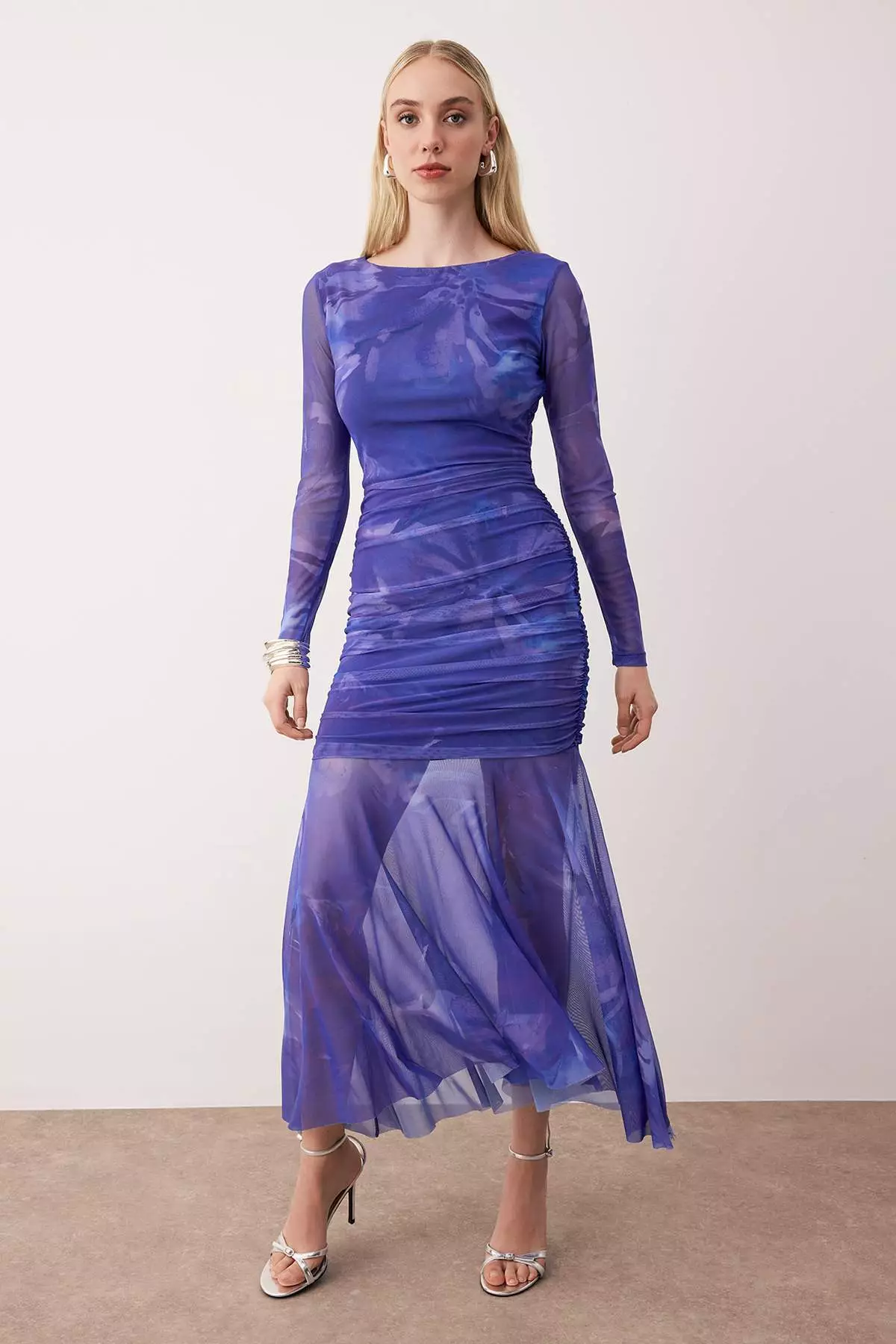 Purple Multicolored Fitted Tulle Knitted Evening Prom Dress