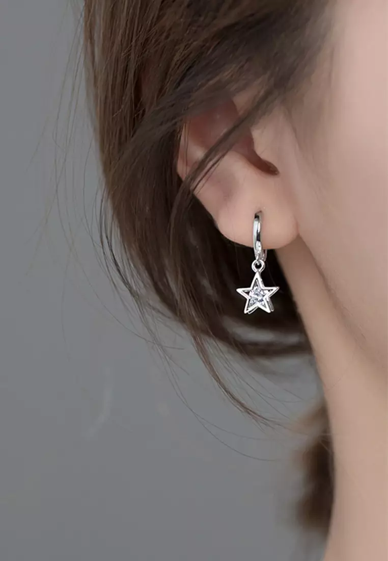 925 Silver Zircon Water Star Earrings JW AR-G8559