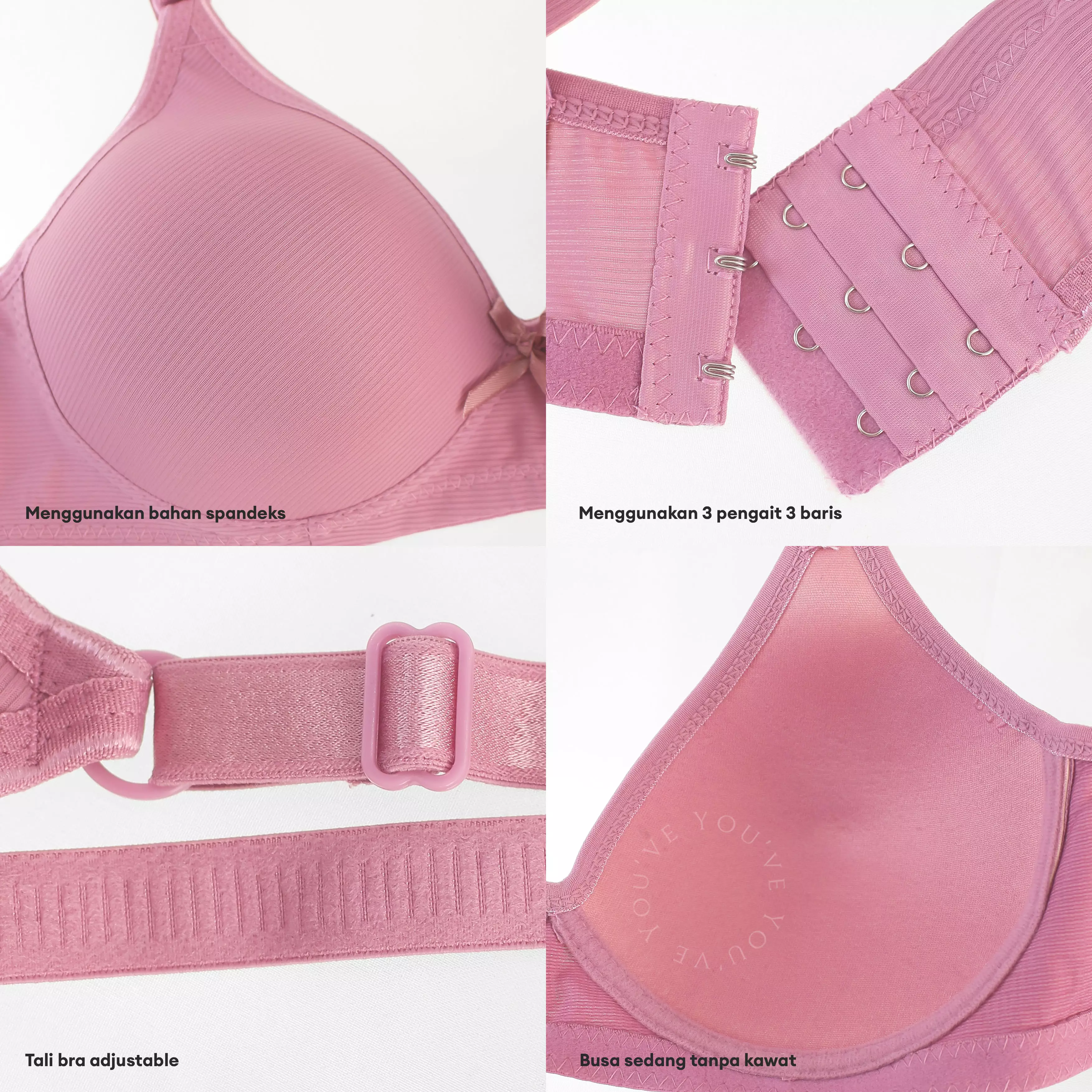 You've ( You Have ) BH Bra Wanita BH Tanpa Kawat Busa Tipis Motif Garis Beha Perempuan Women Woman Remaja 100133