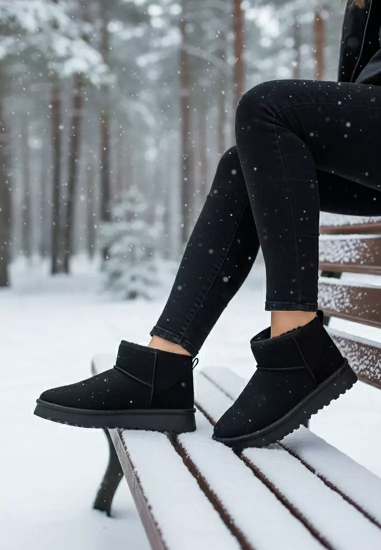Faux Suede Platform Boots