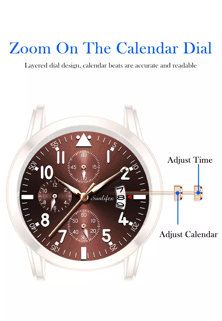 Jam Tangan Pria 7004 Original Anti Air Kuarsa Tali Kulit Jam Tangan Cowok brown