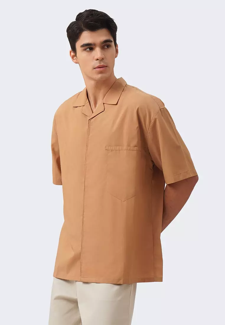 Men's Notch Collar Shirt with Triangle Pocket