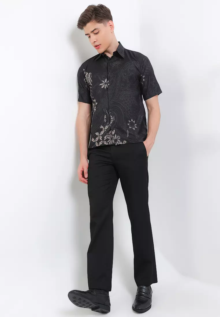 Bangau Kemeja Batik Exclusive Premium Pria Casual Modern Lengan Pendek