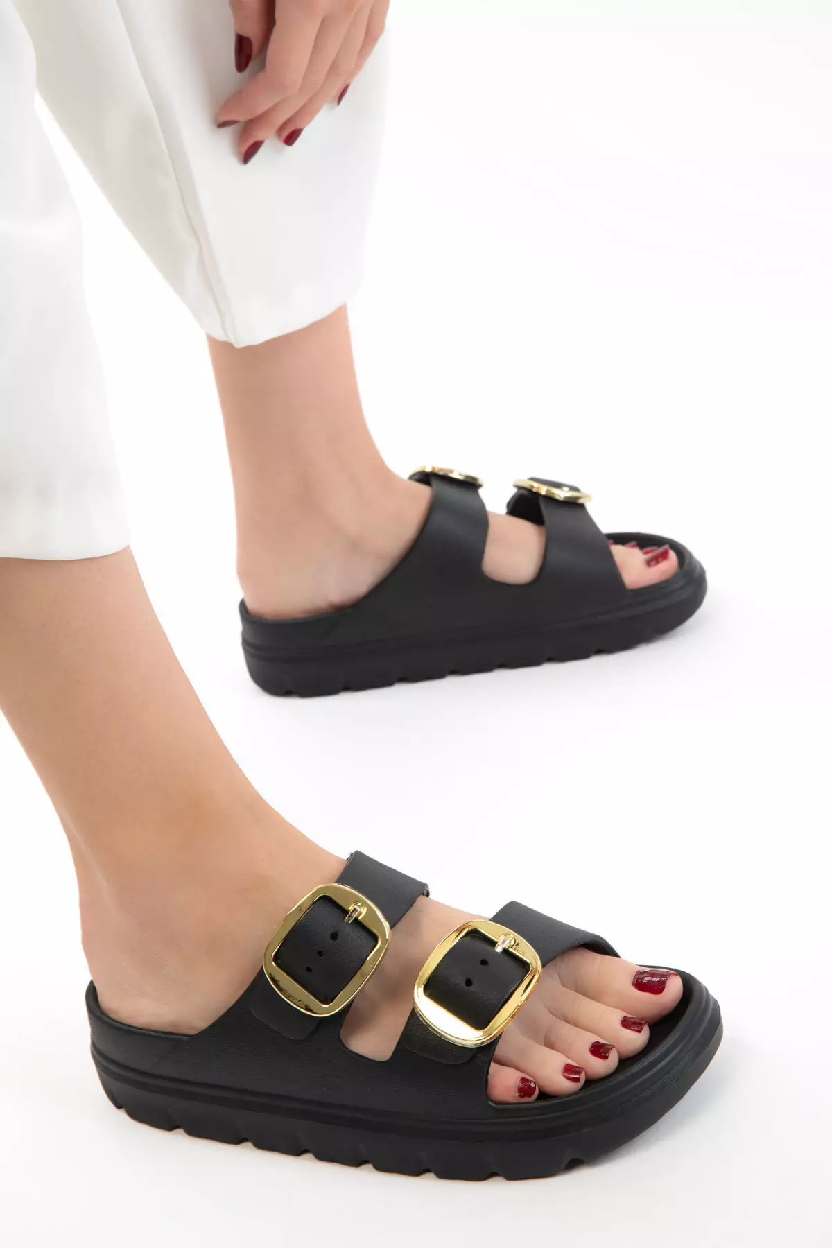 Black Women'S Slippers 20418