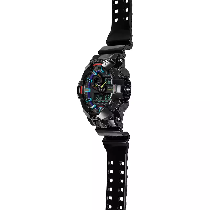 Jam Tangan Pria Casio G-Shock GA-700RGB-1ADR Virtual Rainbow Digital Analog Dial Black Resin Band