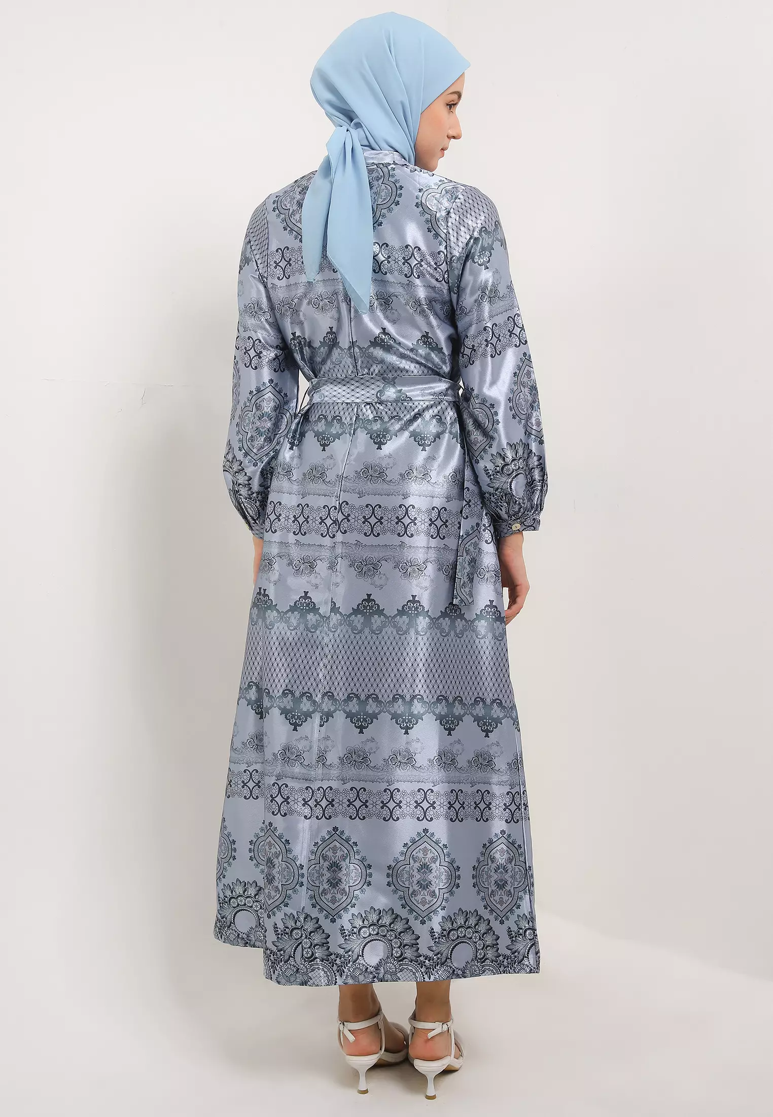MFMW Jemimma Dress Gamis Satin Blue Motif