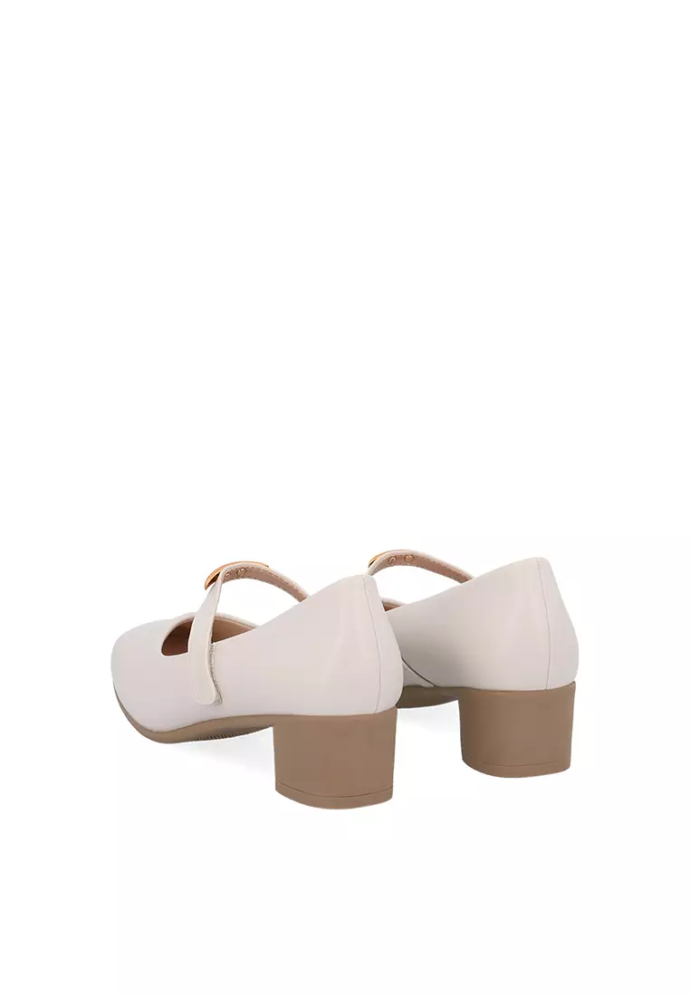 Beige Elara Strap Pumps