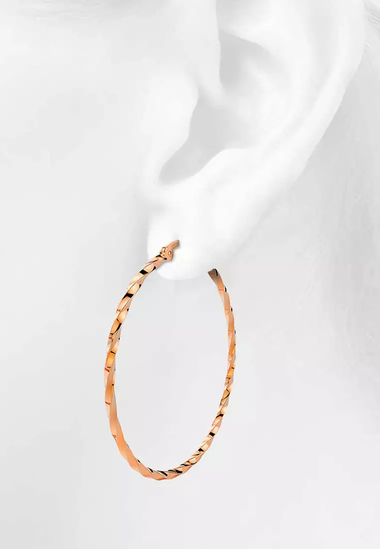 Twisted Hoop Earrings 60mm-Rose Gold