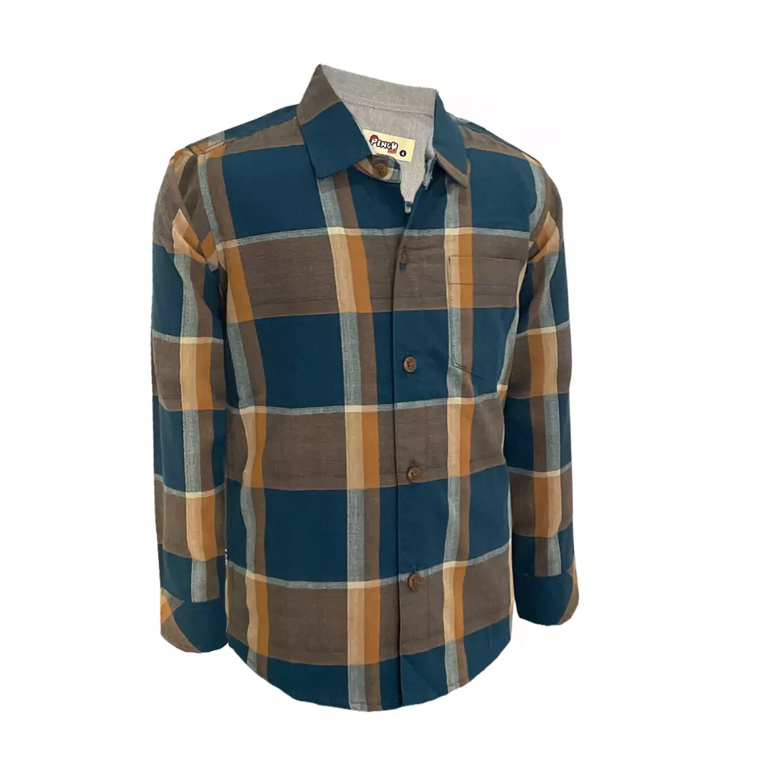 Pingu Kemeja Anak Laki Laki Kotak-Kotak Panjang Hijau 92100132D