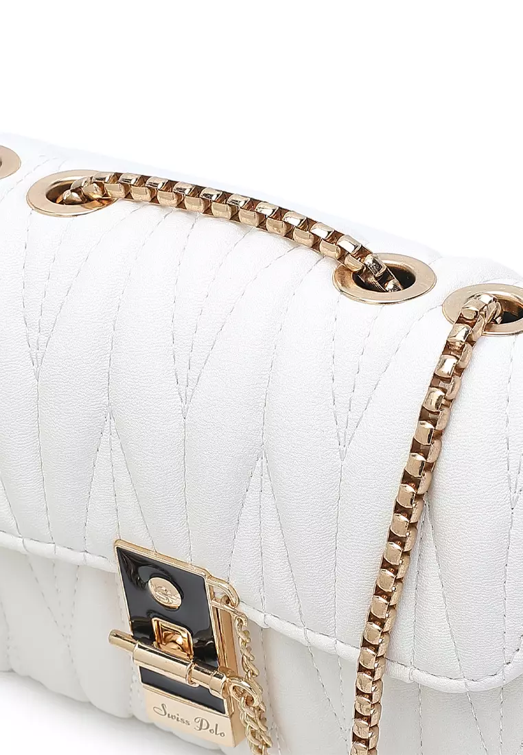 Chain Shoulder Bag / Sling Bag / Crossbody Bag (Tas Bahu Wanita / Tas Selempang Wanita) - Putih