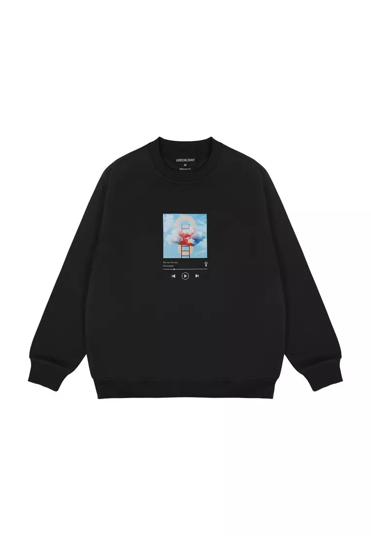 Greenlight Men's Jacket Crewneck Sweatshirt Regular Fit Fleece Sky Playlist OL-C070425