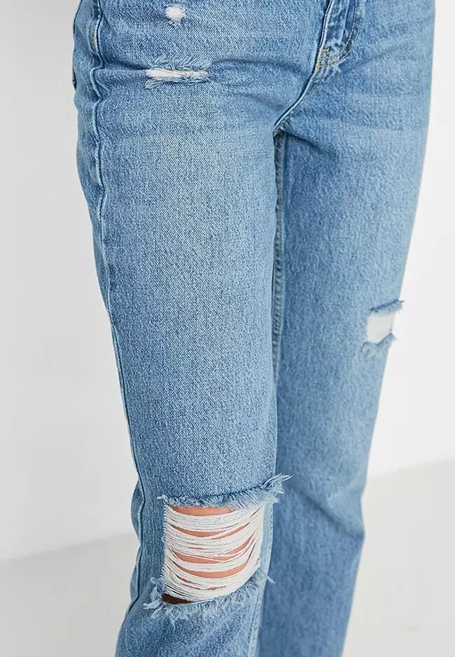 High Waist Ripped Bootcut Jeans