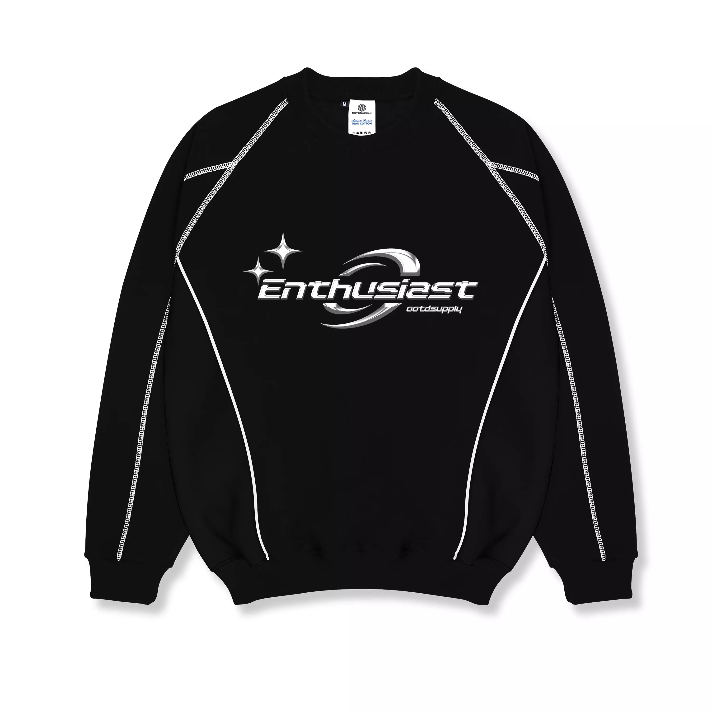 OOTDSUPPLY Crewneck Astral Stitch Black | Sweater Pria & Wanita CNSTITCH003