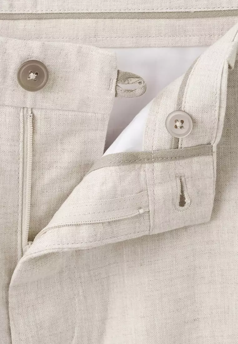 Slim-Fit 100% Linen Trousers