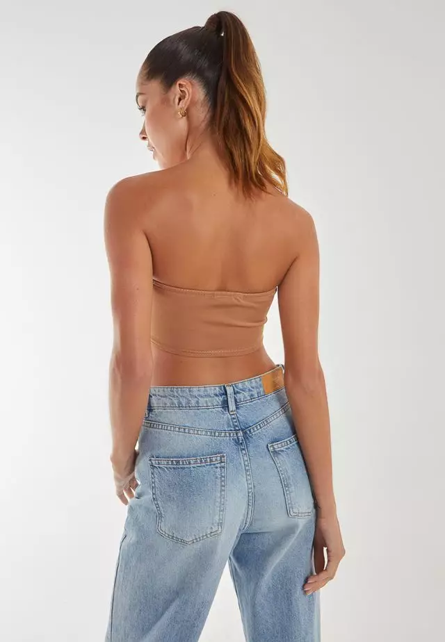 Pink Vanilla Camel Seam Detail Corset Top