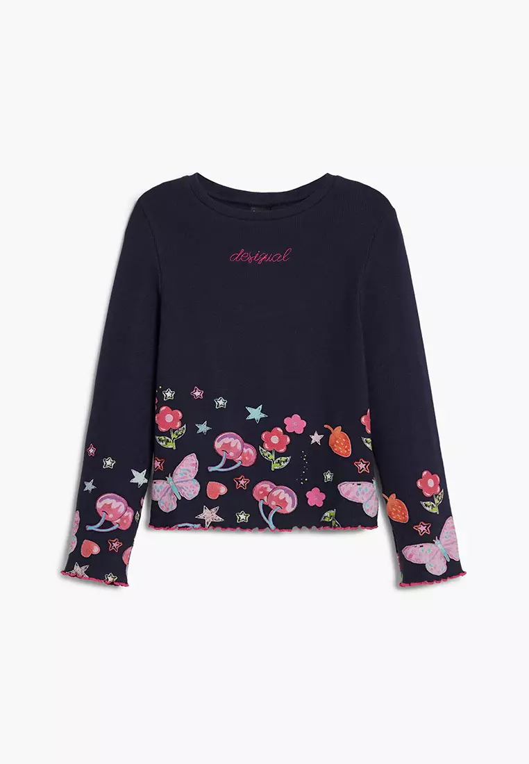 Long sleeve T-shirt with floral logo