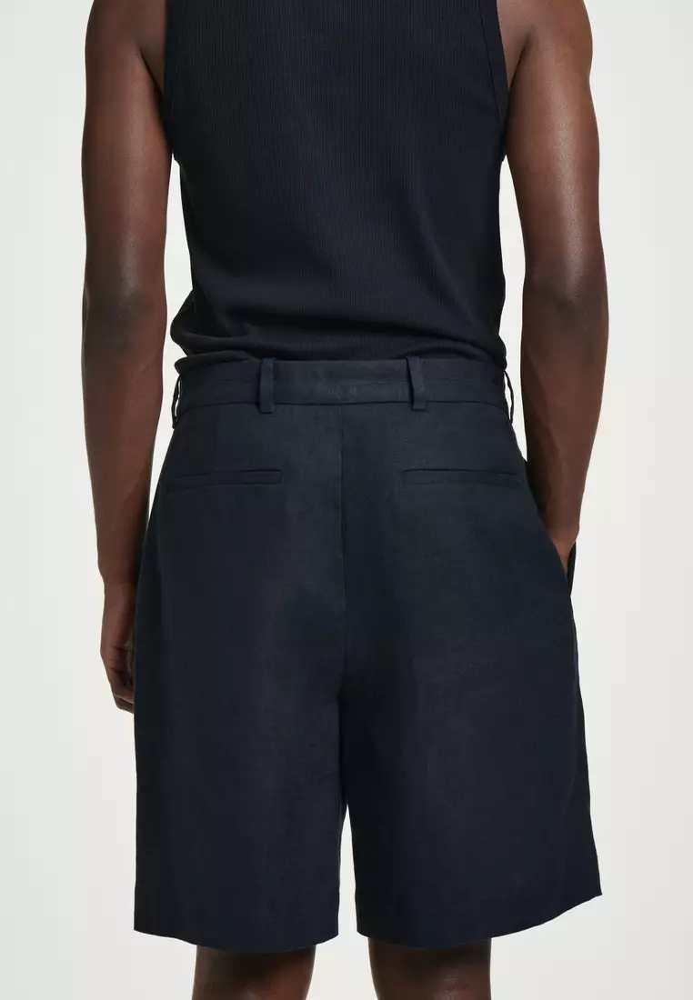 TAILORED DRAWSTRING LINEN SHORTS