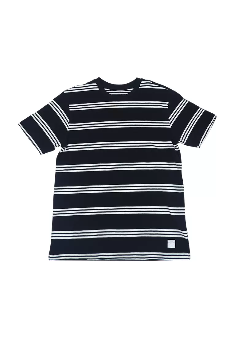 Men's Special Fabric Stripes T-Shirt - Black