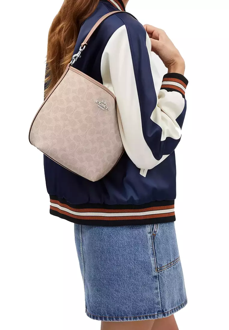 City Bucket Bag In Signature Canvas in Sand/ Taupe CT800