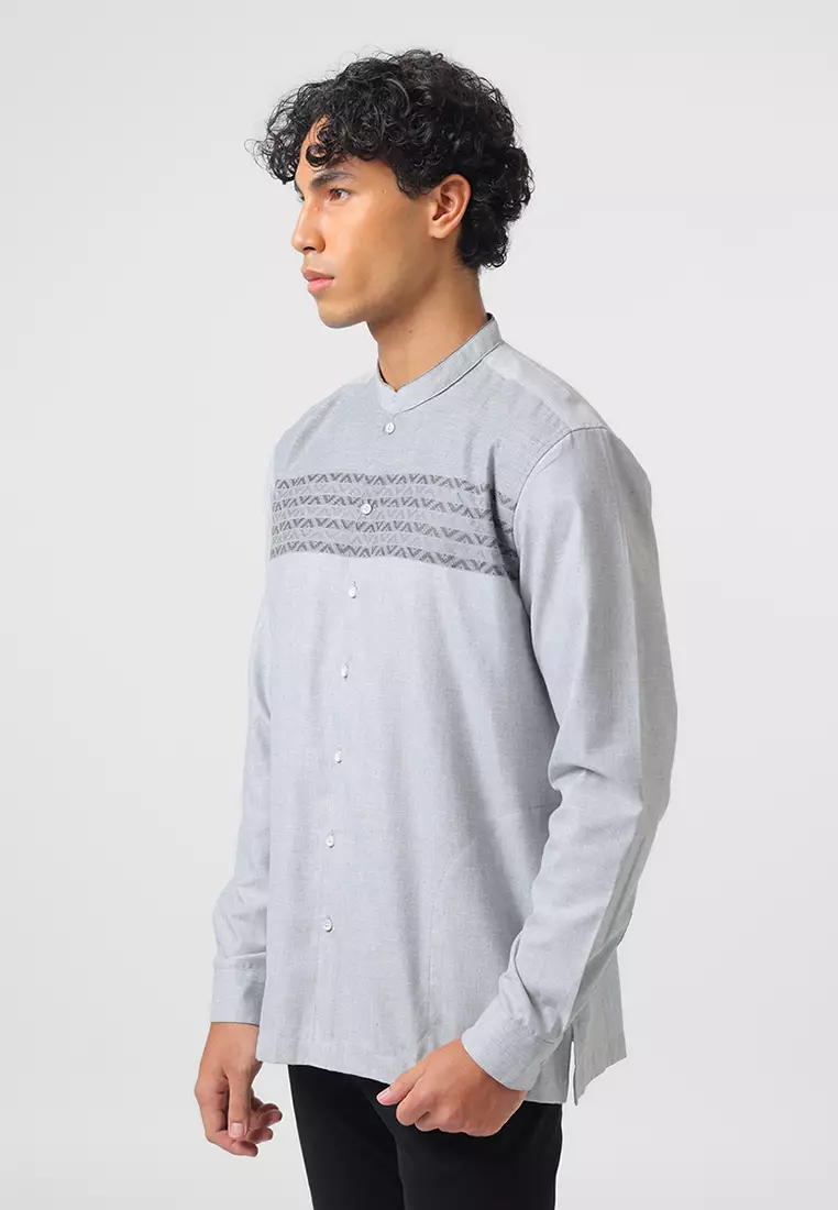 Kemeja Koko Pria Lengan Panjang Baju Muslim Pria MUSA GREY