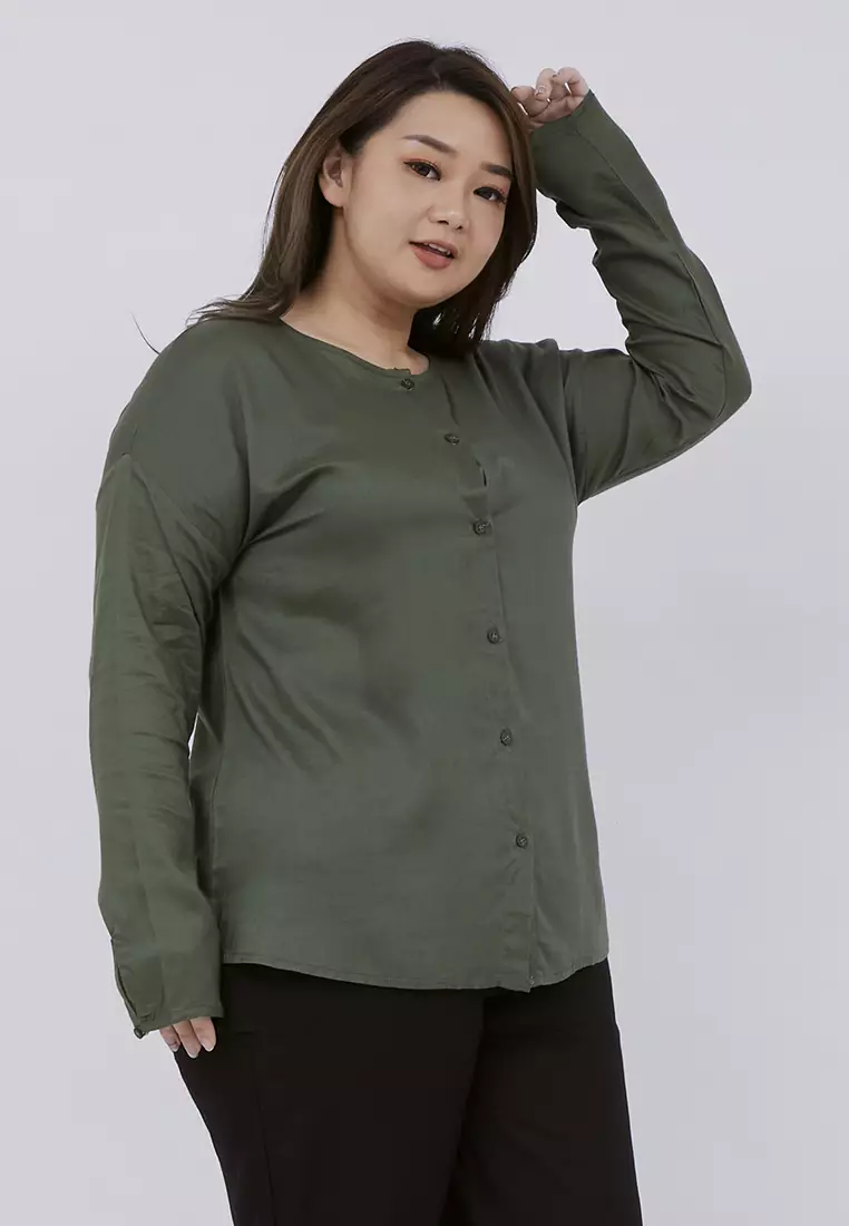Plus Size Blouse Phoebe Army