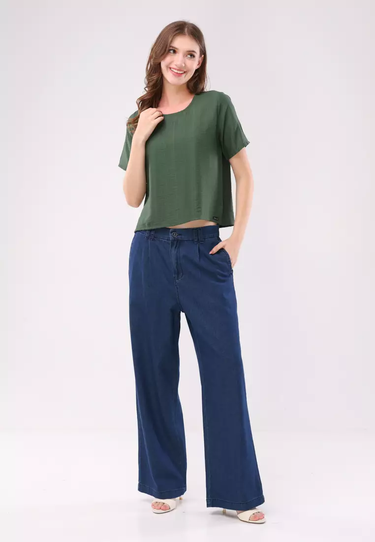 Slub Linen Woven Short Sleeves Blouse