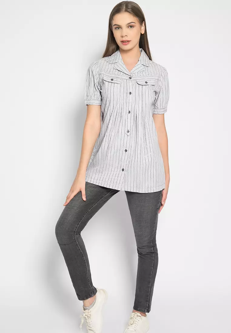 LGS - Kemeja Wanita - Striped - Putih - LLSH.384.S888A.178.7C L/S