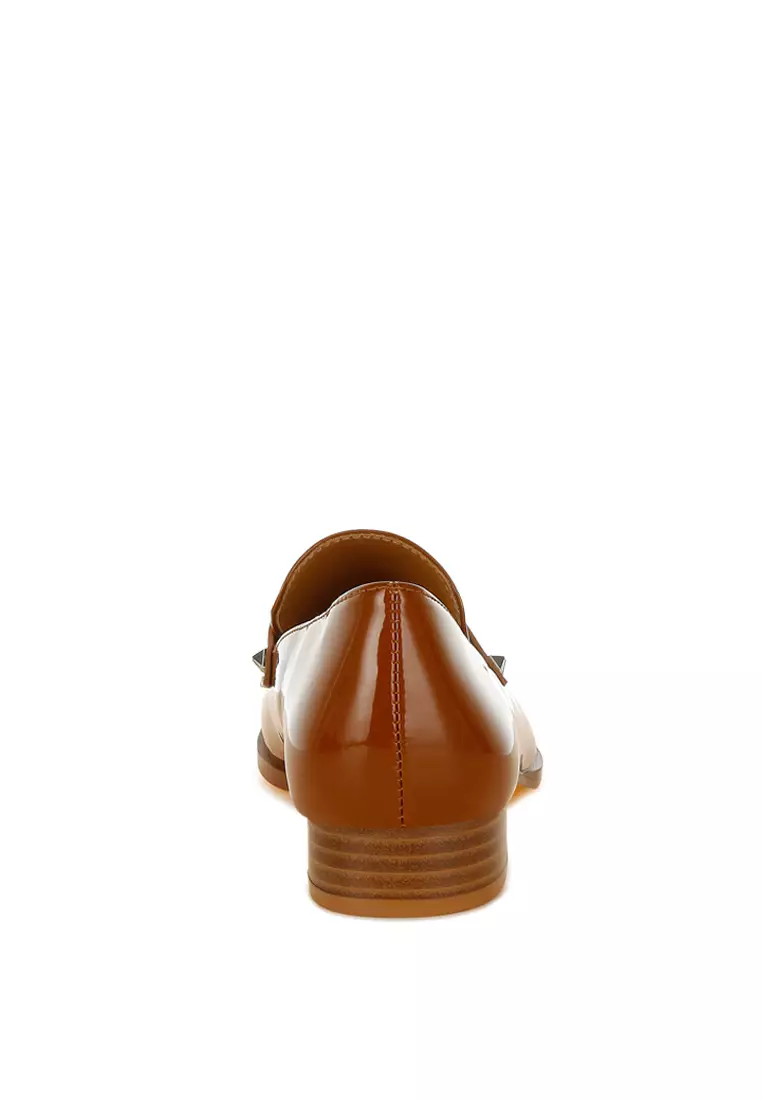 Patent Pleather Penny Loafers in Tan