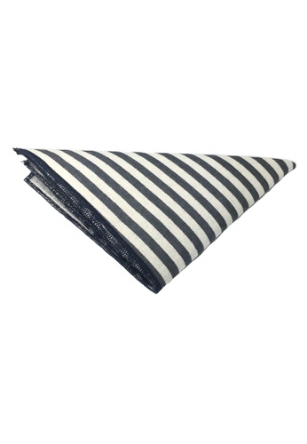 Splice Cufflinks grey and white Tomahawk Series Grey Stripes Design Cotton Pocket Square SP744AC07DJWSG_1
