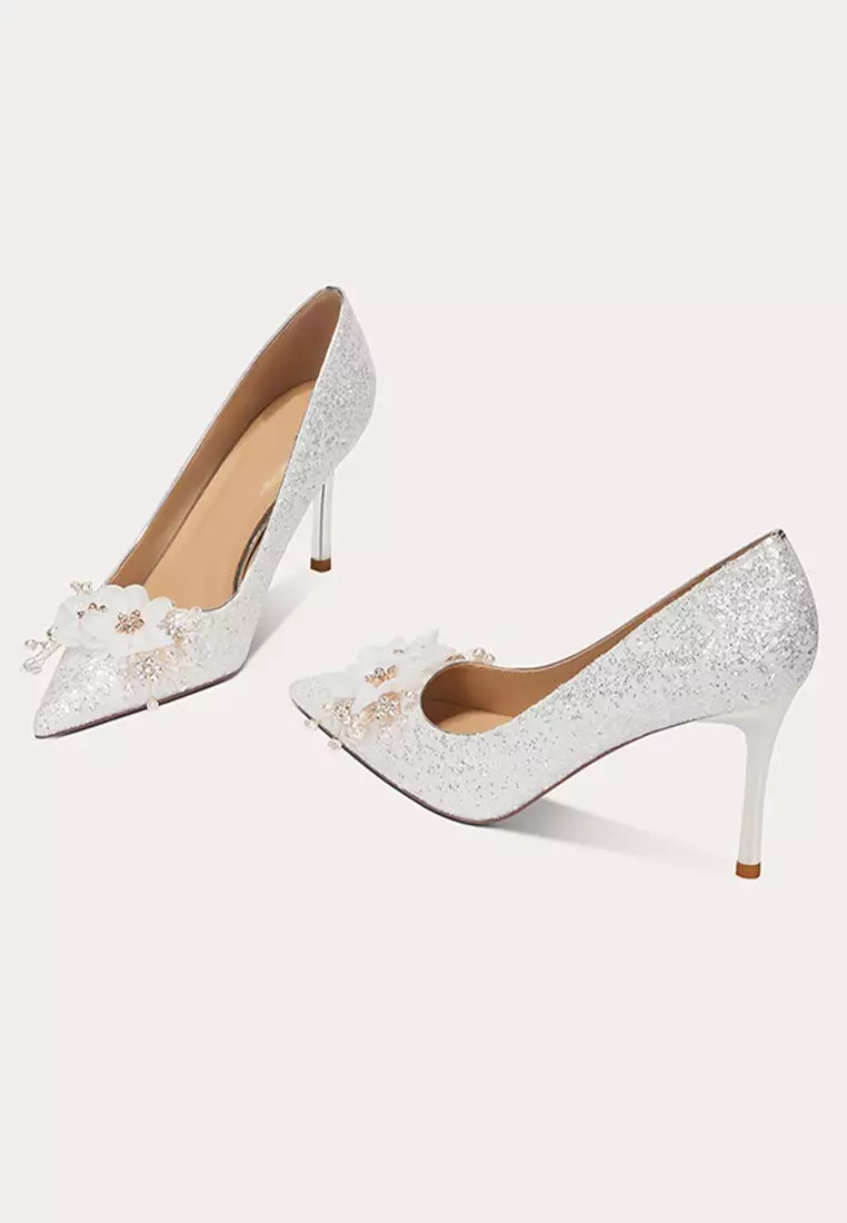 6CM Rhinestone Buckle Pointed Wedding Heels PX708-A11