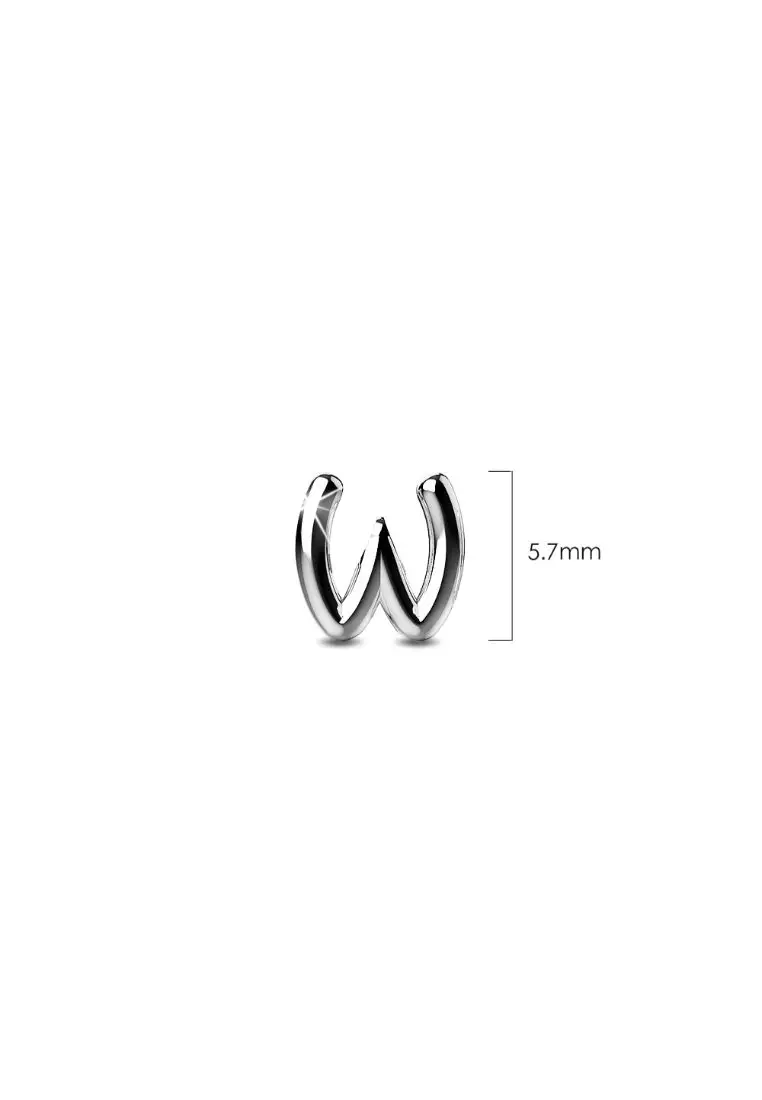 Solid 925 Sterling Silver Initial Alphabet Personalised Stud Earrings- W