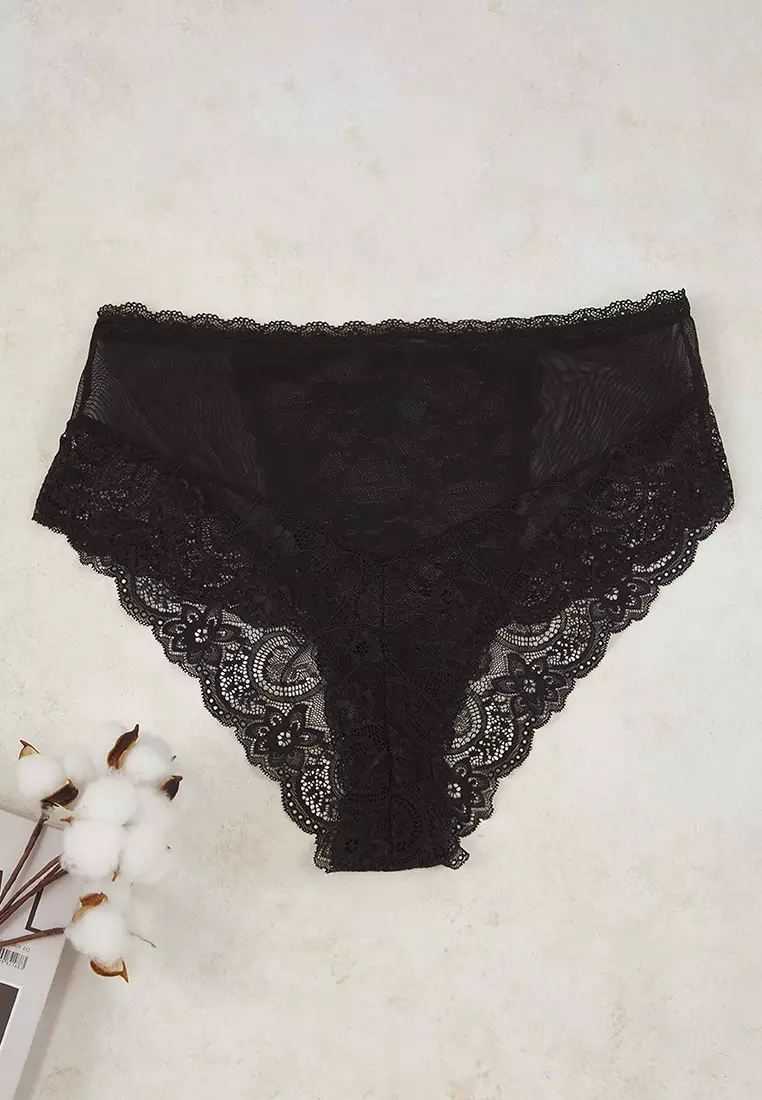 Single Lace Classic Knitted Stretchy Plus Size Fancy Panties