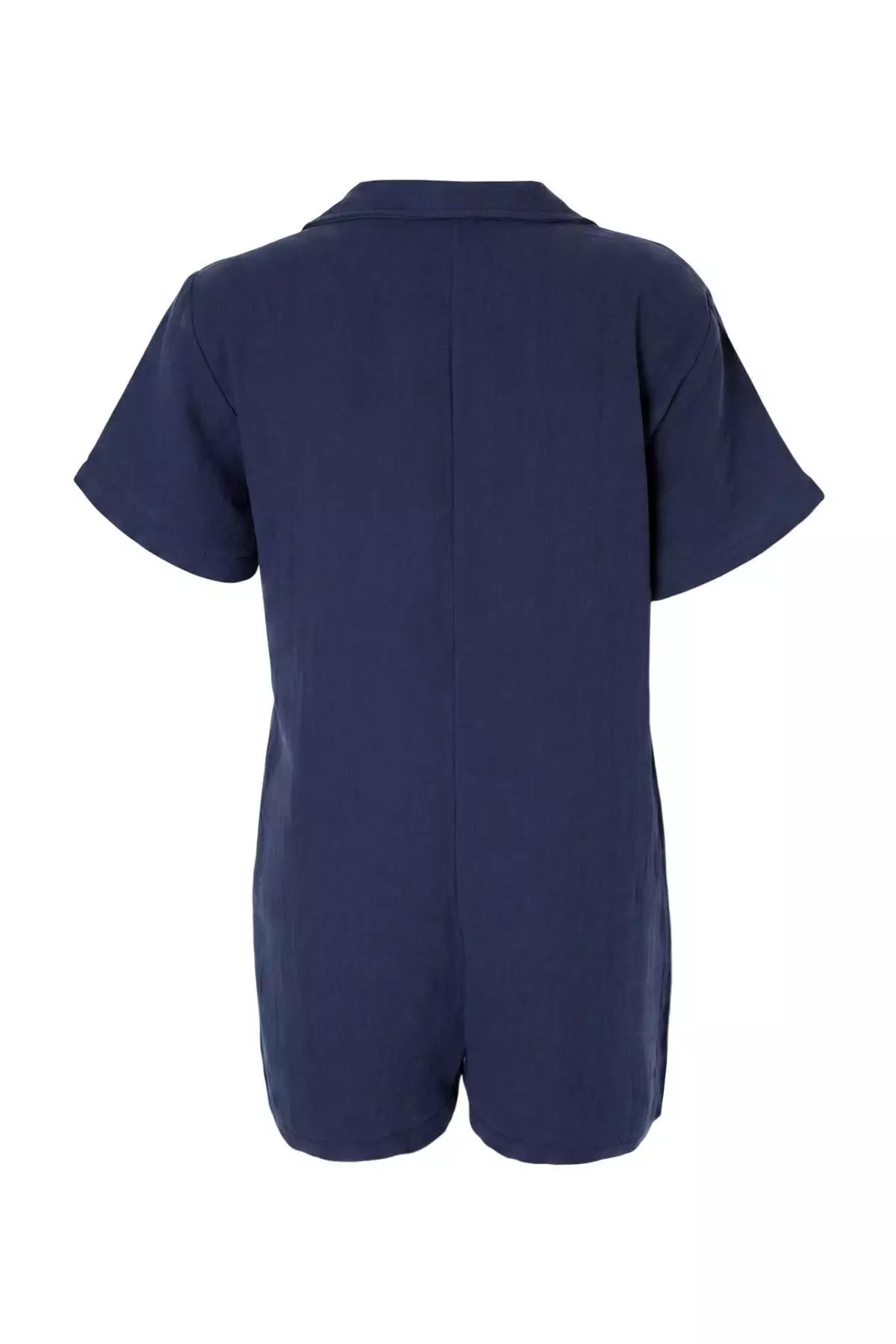 Indigo Wide Fit Woven Muslin 1% Cotton Beach Jumpsuit Tbess23Tu1