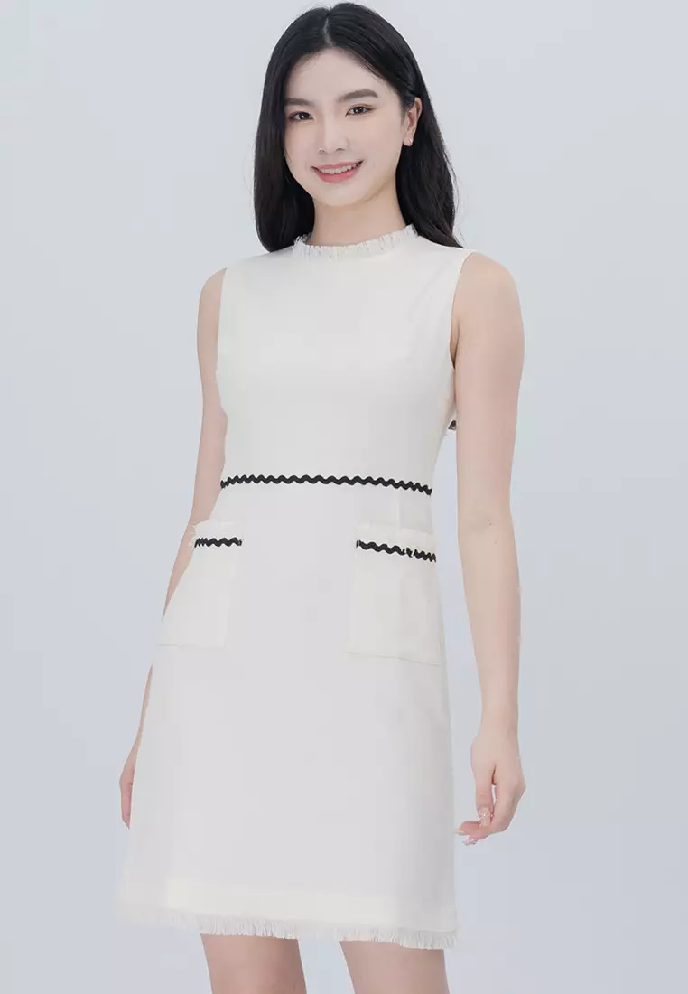 Linen Sleeveless with Pockets Mini Dress