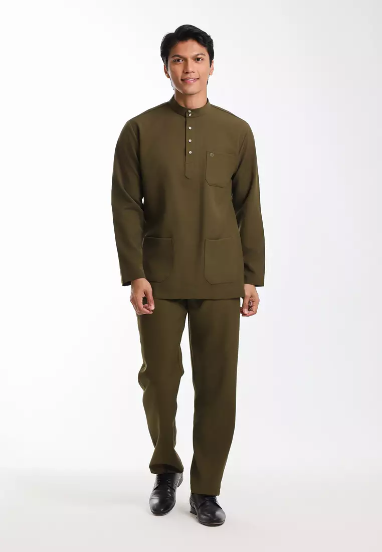 Alain Delon Baju Melayu Cekak Musang Dewasa - 19026002-48MayflyOlive