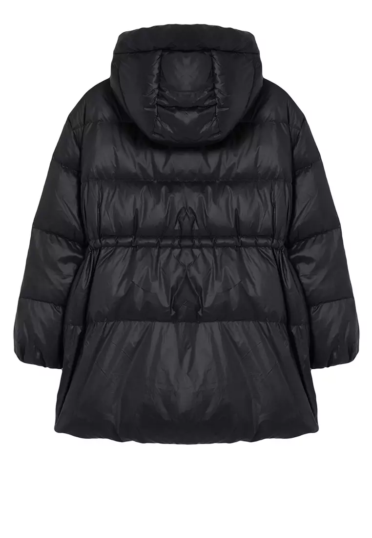 Black Oversize Hooded Goose Down Puffer Jacket TWOAW25MO00111