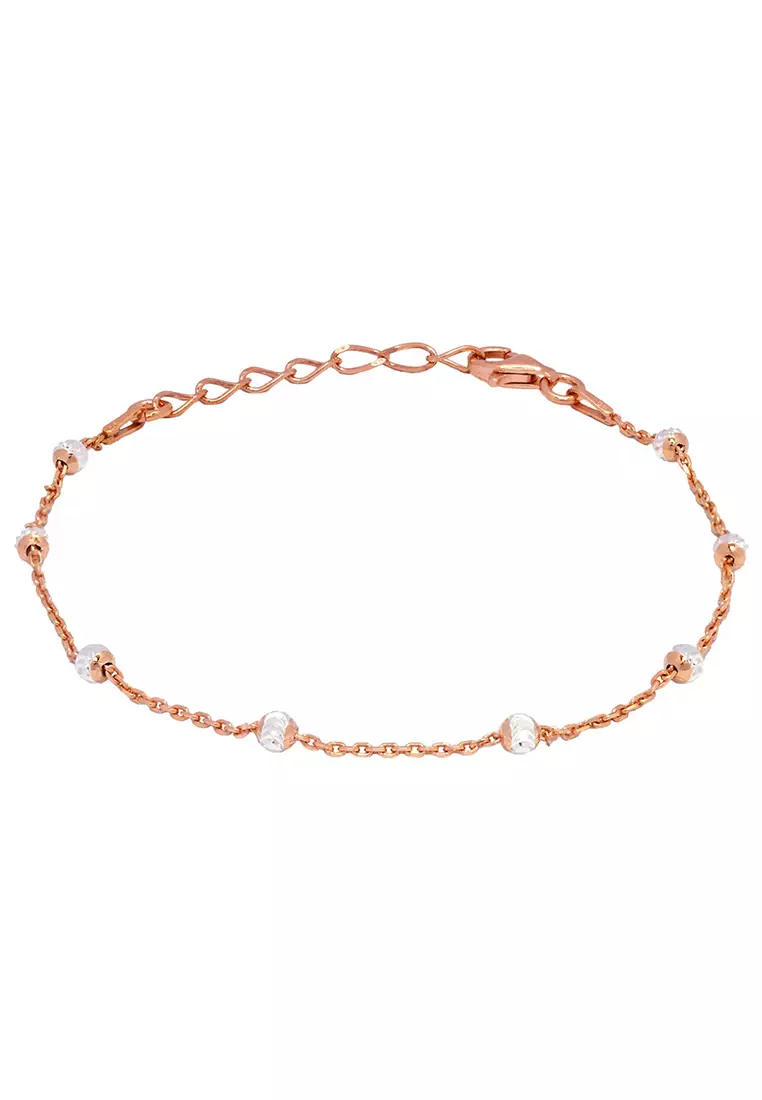 S925 Italian Silver Bracelet - Cable Beads 3mm Moon Cut