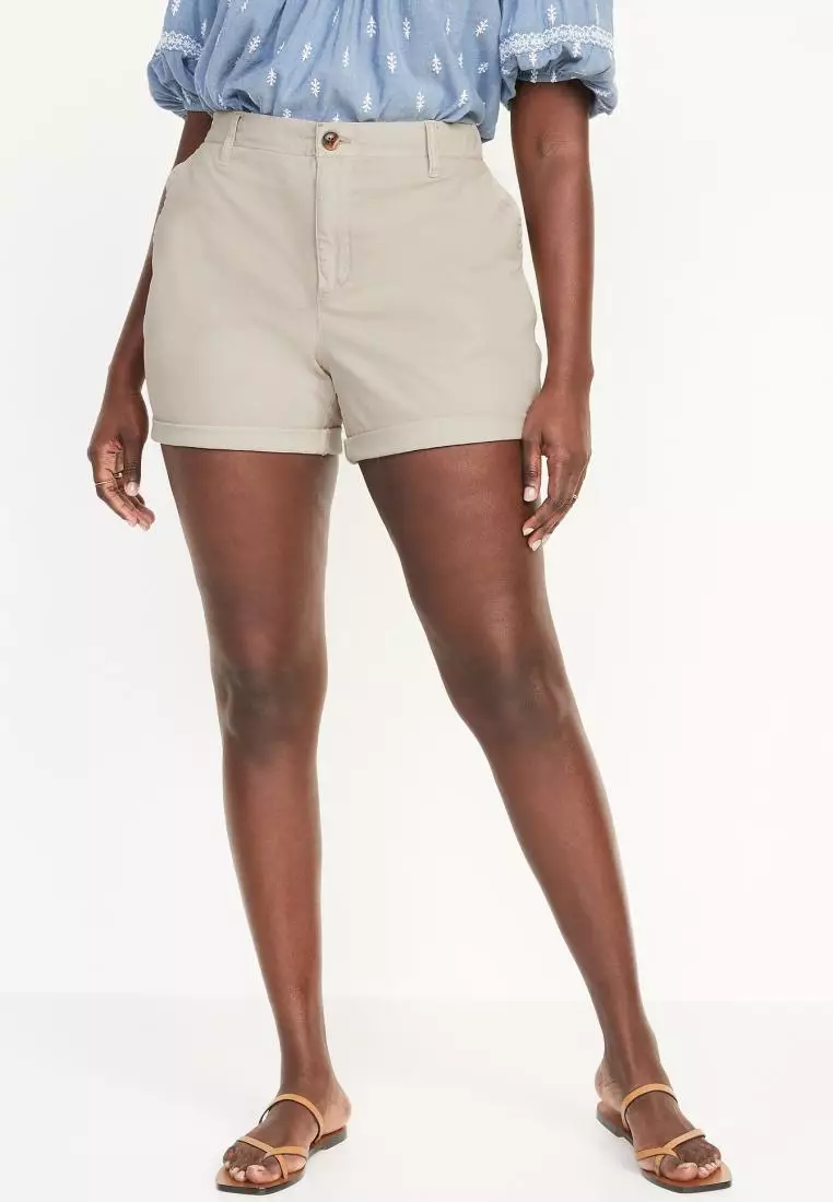 High-Waisted OGC Pull-On Chino Shorts for Women -- 5-inch inseam