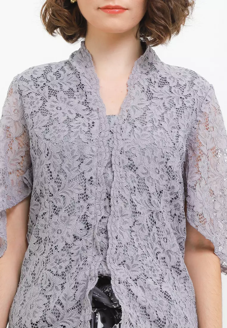 Blouse Lace Kebaya Brokat Keyna Grey