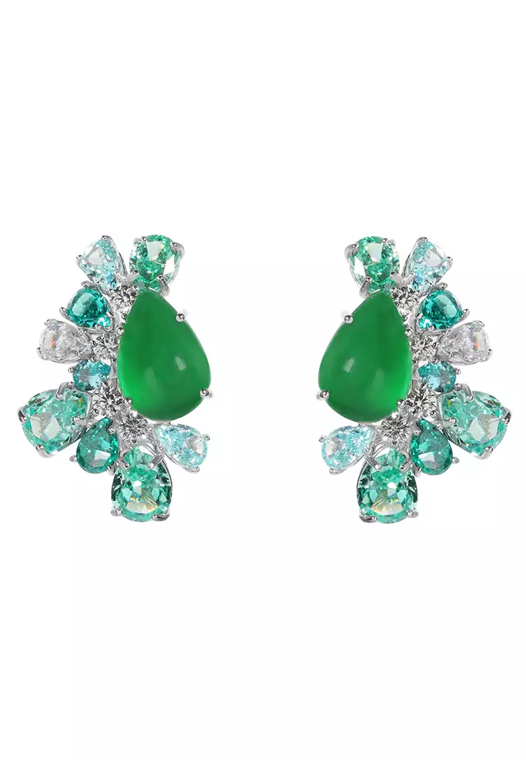 鈺 Yù 晶鑽翡翠耳環