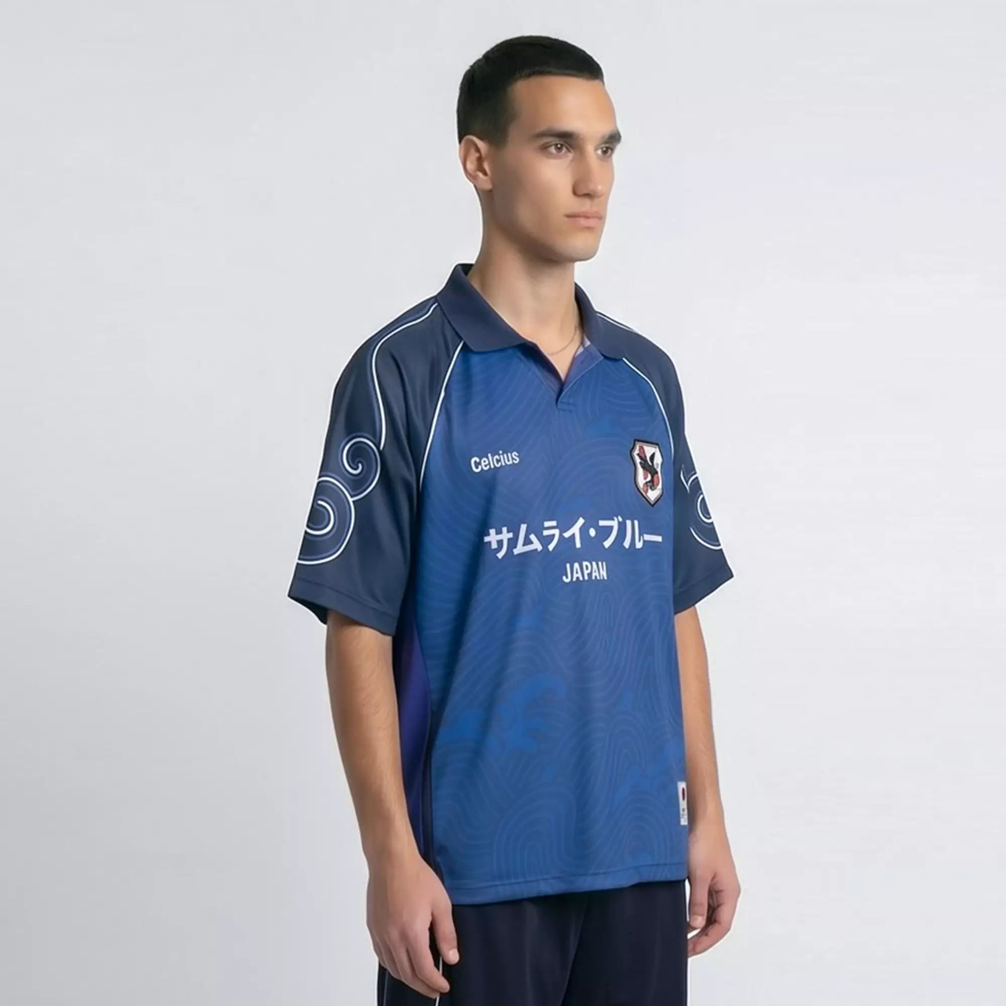 CELCIUS Japan Hokusai Wave Polo Shirt Jersey LIN001634C Biru