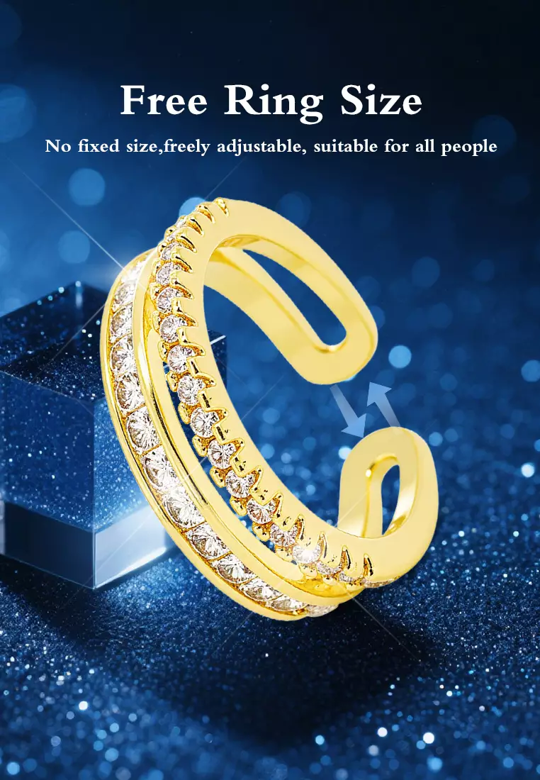 Cincin Wanita Korea Vintage Cewek Anti Pudar Kotak Indah Ring