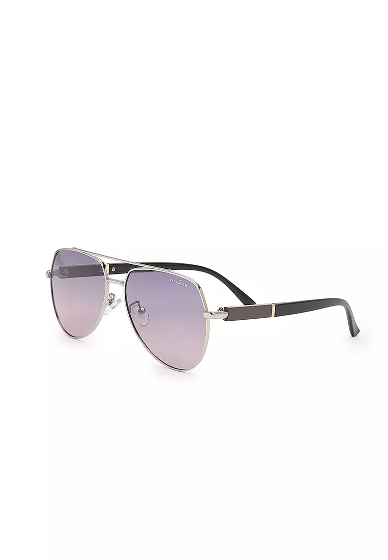 Unisex Polarized Aviator Sunglasses (Kacamata Hitam) - Perak / Abu-Abu