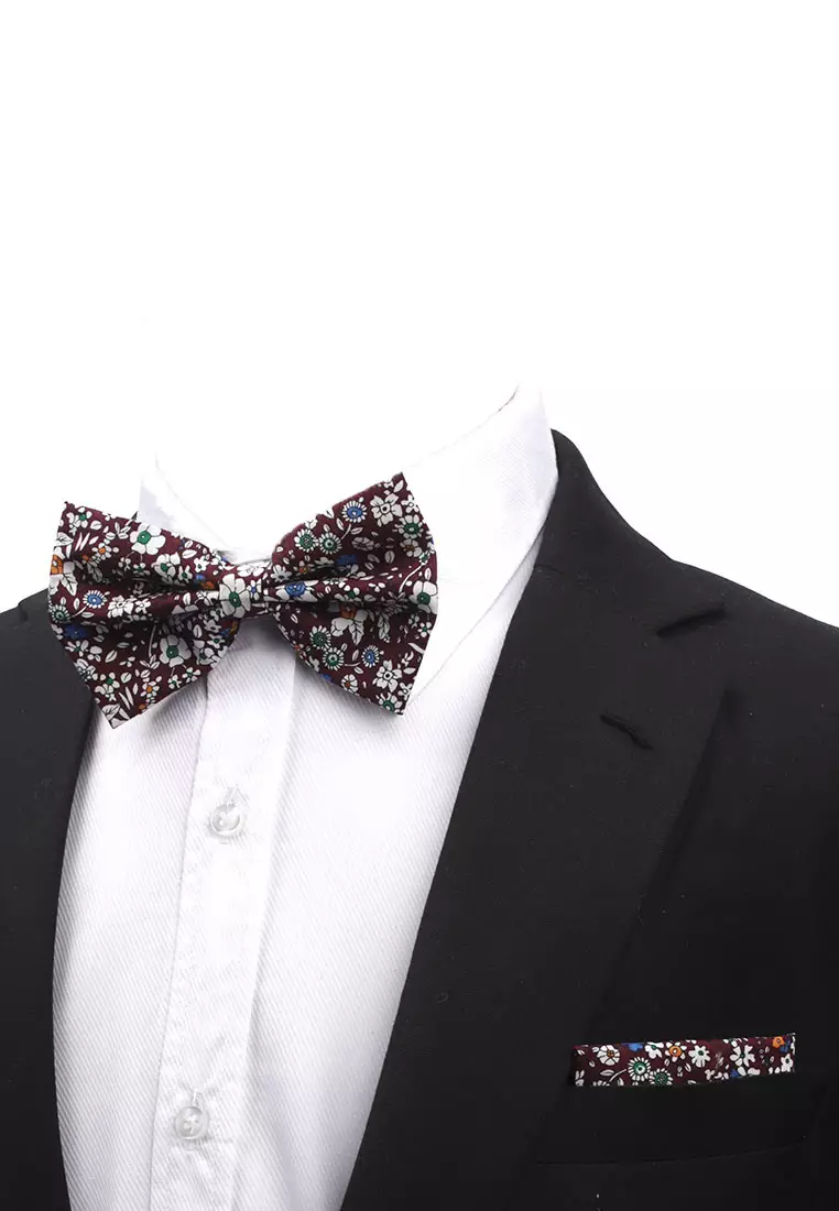 Dasi kupu Bowtie Coklat Bunga A28