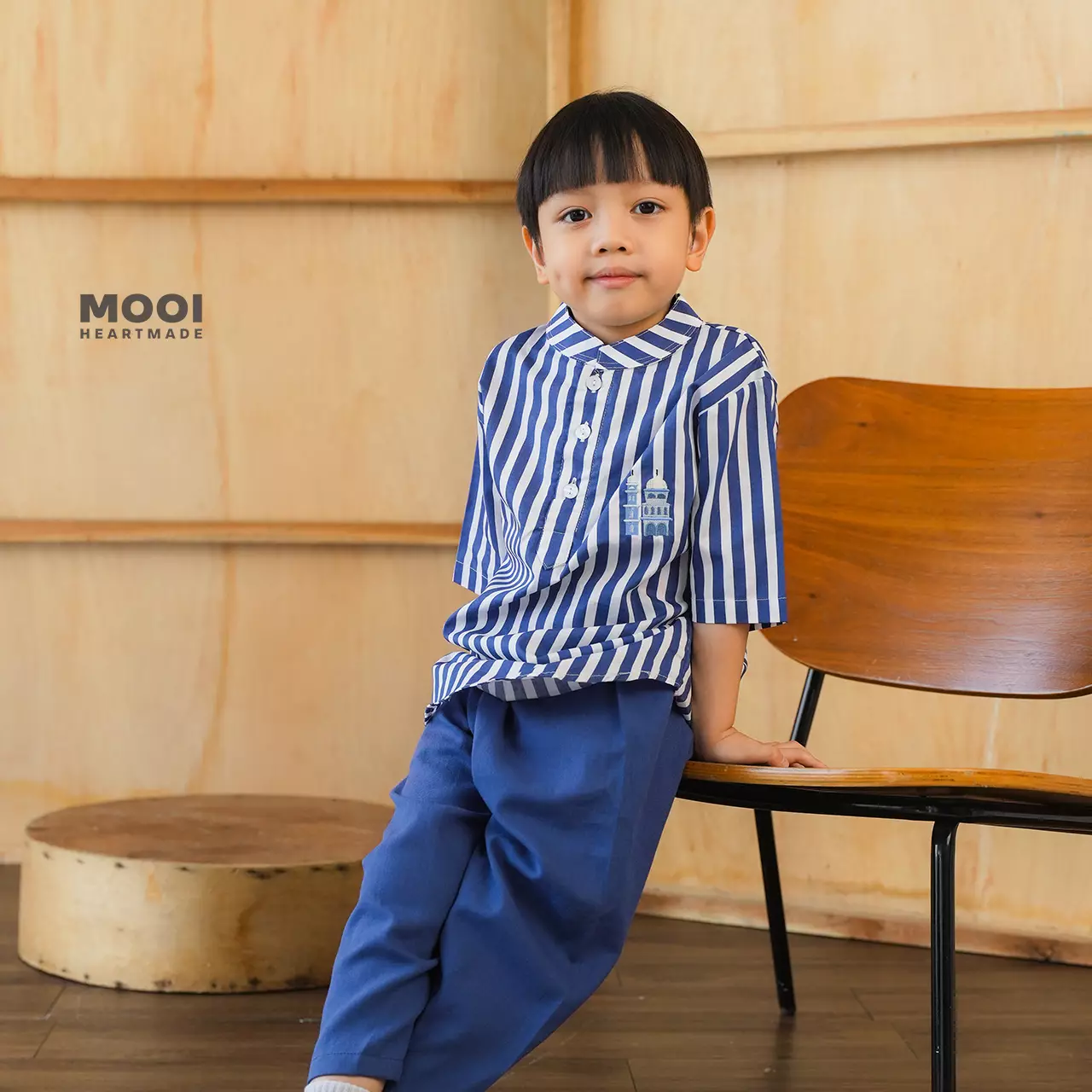 Mooi Rafka Striped Koko Set Setelan Koko Anak - Classic Blue