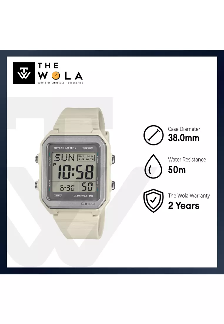 W-221H-8AV Unisex Digital Watch Beige Resin Band