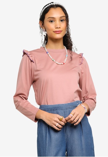 Lubna pink Organic Cotton top with frills 1017EAA5C2B3B5GS_1