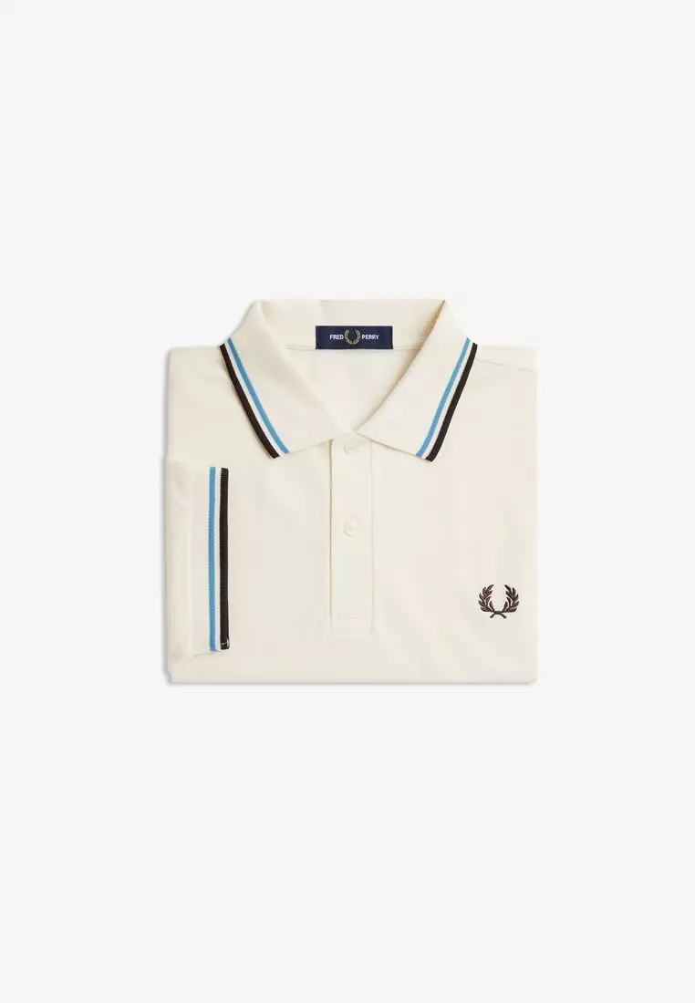 Fred Perry M3600 Twin Tipped Fred Perry Shirt (Ecru / Soft Blue / Carrington Brick)