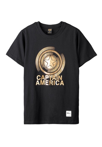 Beast Kingdom black Beast Kingdom Marvel Captain America Series Tee: Captain America's Shield T-Shirt (Black) 7F433AAC903402GS_1