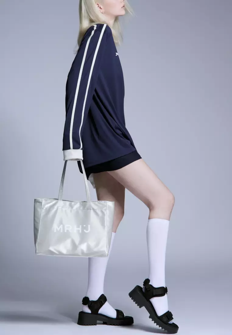 BONA Nylon Shoulder Bag Silver